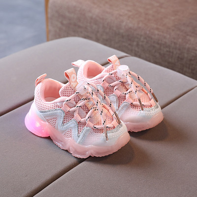 Adidași pentru copii luminoși cu plasă și șireturi
