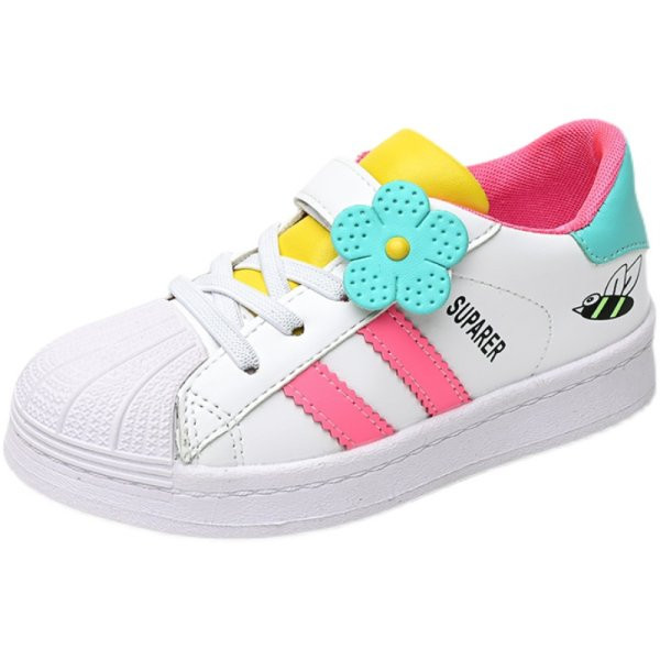 Παιδικά χρωματιστά αθλητικά παπούτσια από οικολογικό δέρμα με  λουλούδι