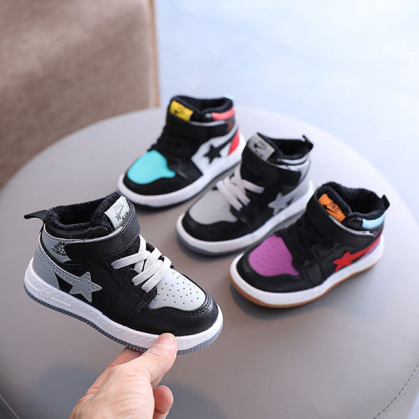 Model nou de adidași înalți pentru copii din imitație de piele pentru fete sau băieți