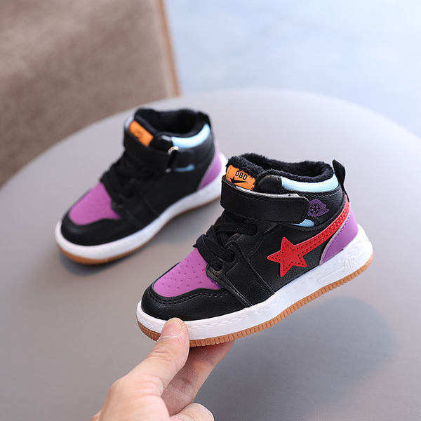 Model nou de adidași înalți pentru copii din imitație de piele pentru fete sau băieți