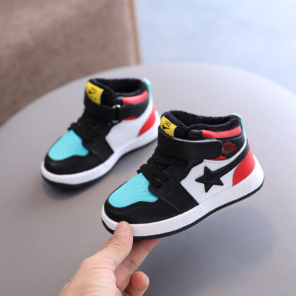 Model nou de adidași înalți pentru copii din imitație de piele pentru fete sau băieți