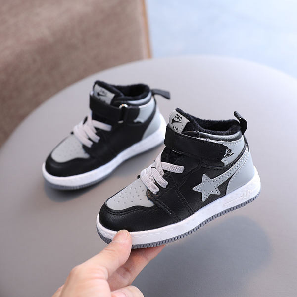 Model nou de adidași înalți pentru copii din imitație de piele pentru fete sau băieți