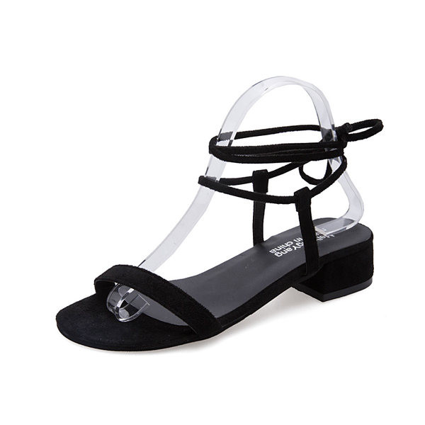 Paprasti moteriški zomšiniai sandalai su kryžminiais raiščiais