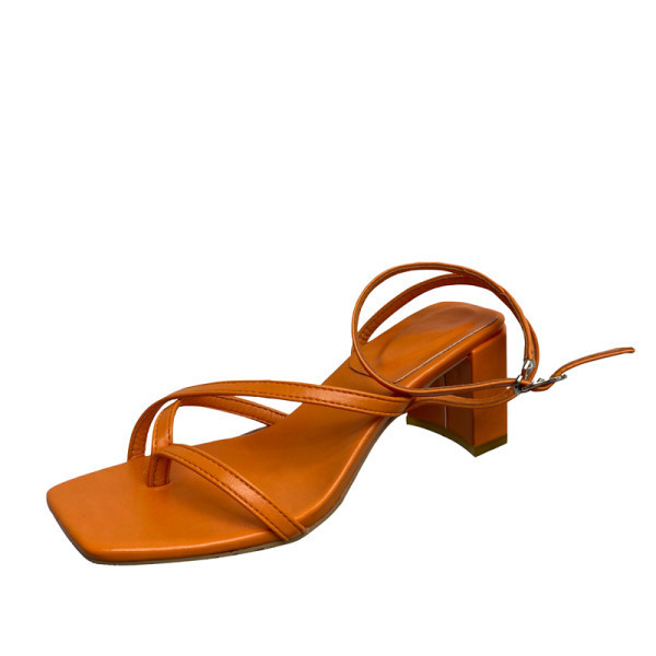 Ležerne ženske kožne sandale s debelom petom