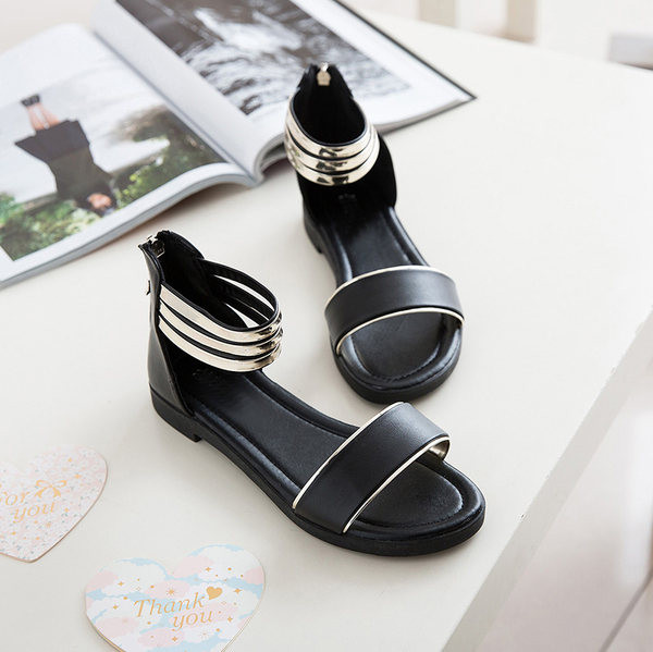 Laisvalaikio moteriškos basutės plokščiu padu – eko oda