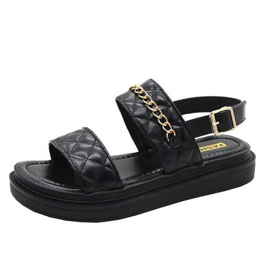 Ženske sandale od eko kože sa kopčom i ravnim đonom