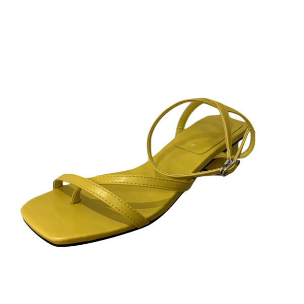 Ležerne ženske sandale od umjetne kože s četvrtastom petom