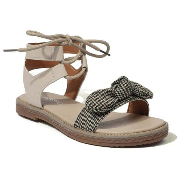 Moderne ženske sandale s kariranom trakom i vezicama