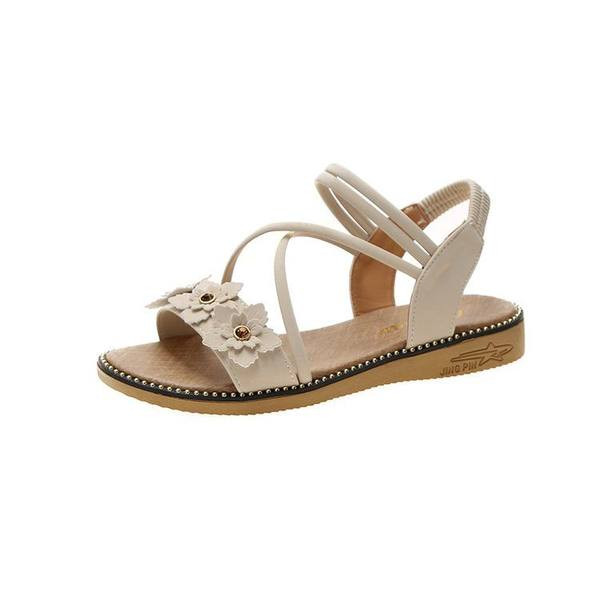 Ženske sandale s cvjetnim ukrasom i vezicama