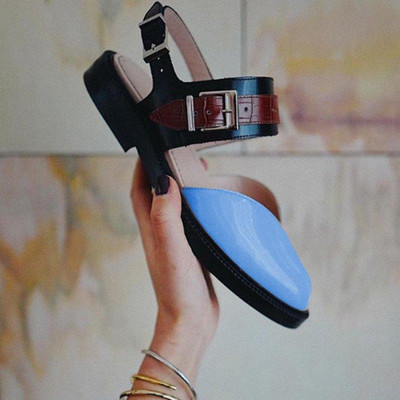 Modernus smailus basučių modelis pagamintas iš eko odos su sagtimi