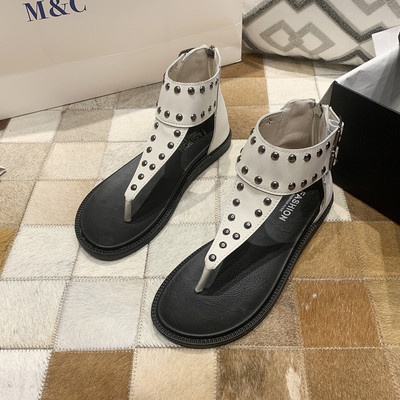 Sandale casual dama din imitatie de piele cu elemente metalice