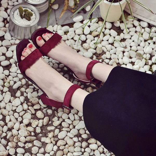 Sandale dama din piele intoarsa eco cu toc model uni