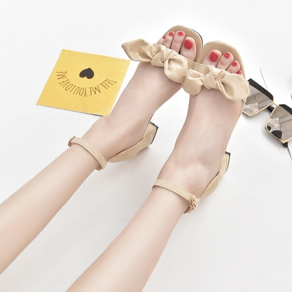 Sandale de dama cu toc mic gros - culori diferite