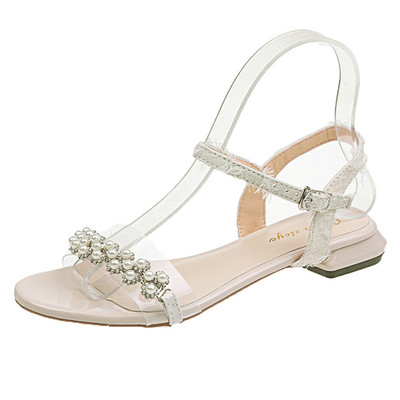 Elegantne ženske sandale s perlama i remenom