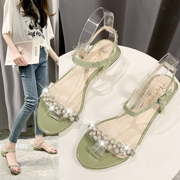 Elegantne ženske sandale s perlama i remenom