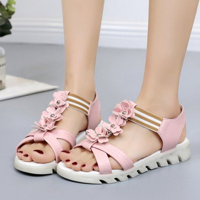 Ženske sandale s 3D cvjetnim elementom i ravnim potplatom