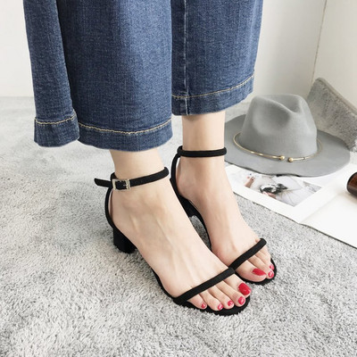 Sandale de dama moderne din piele intoarsa ecologica cu toc de 7,5 cm