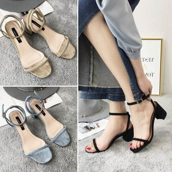 Sandale de dama moderne din piele intoarsa ecologica cu toc de 7,5 cm