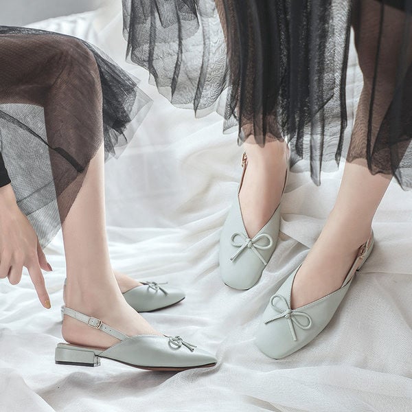 Sandale casual dama din imitatie de piele cu panglica