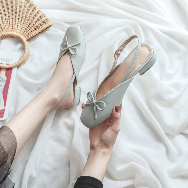 Sandale casual dama din imitatie de piele cu panglica