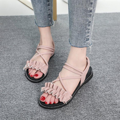 Sandale casual dama cu bucle si talpa plata