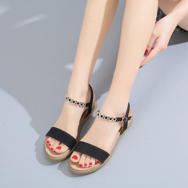 Sandale de dama actuale cu pietre si talpa plata