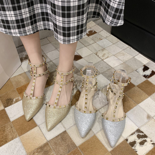 Ženske svjetlucave sandale na špic