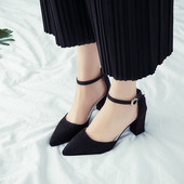 Sandale model uni din piele intoarsa eco cu toc gros