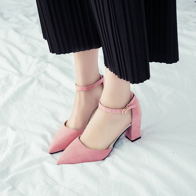 Sandale model uni din piele intoarsa eco cu toc gros