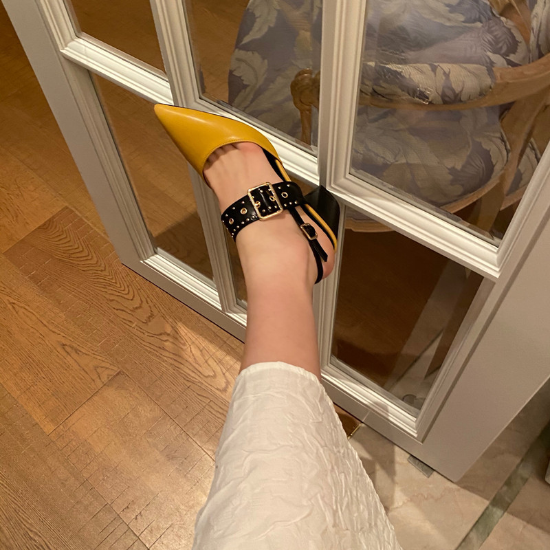 Sandale de dama moderne cu catarama si toc gros - trei culori