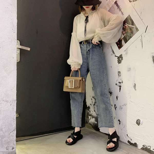 Sandale casual dama din piele ecologica in bej si negru