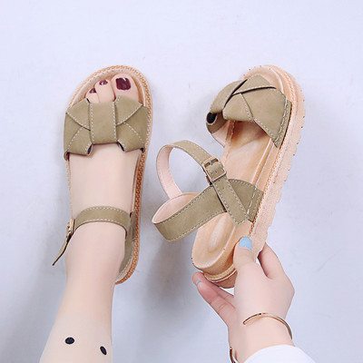 Modernūs moteriški dirbtinės odos sandalai su dirželiu