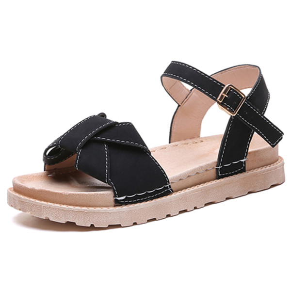 Modernūs moteriški dirbtinės odos sandalai su dirželiu