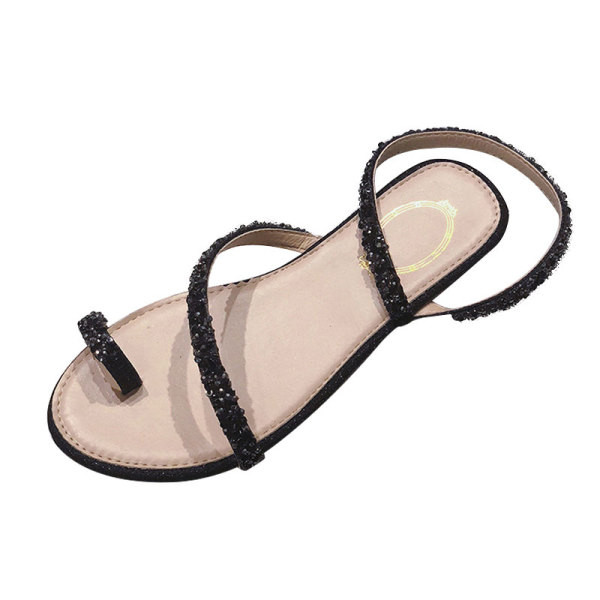 Ženske moderne sandale s kamenčićima i ravnim đonom