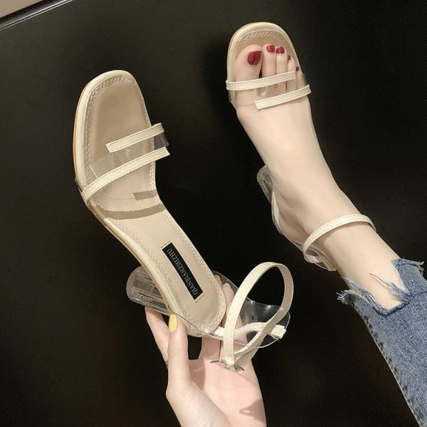 Sandale de dama moderne cu bretele din silicon si toc transparent