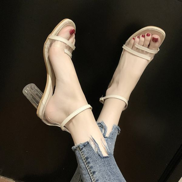 Sandale de dama moderne cu bretele din silicon si toc transparent