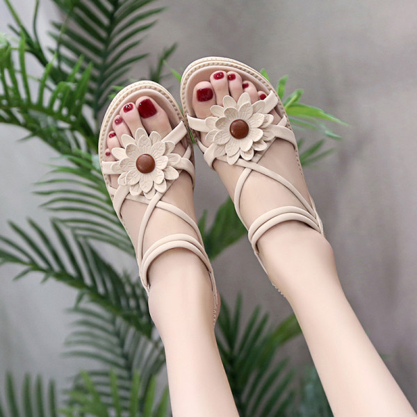 Sandale casual dama cu floare 3D si element elastic