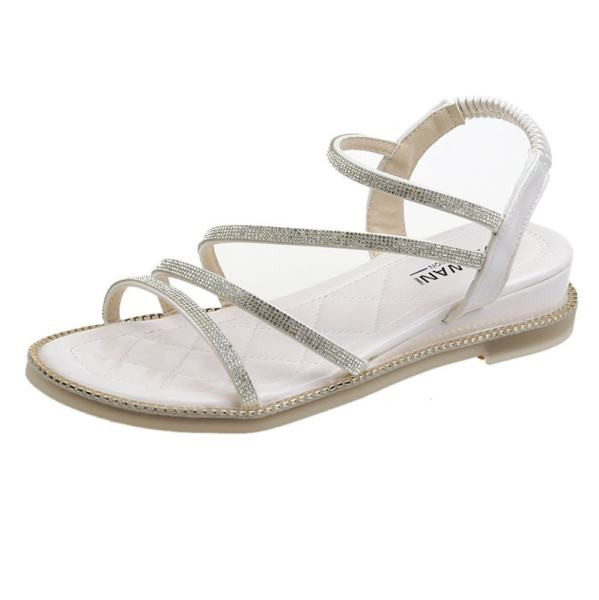 Ženske sandale sa kamenčićima i ravnim đonom u dvije boje