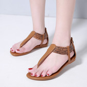 Sandale casual stil roman din piele ecologica cu fermoar
