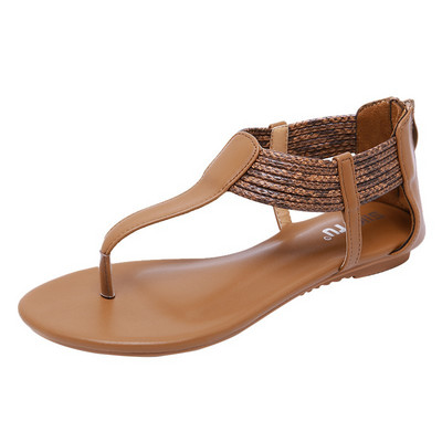 Sandale casual stil roman din piele ecologica cu fermoar