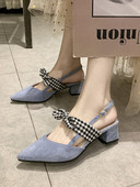 Ženske casual sandale od eko brušene kože i tekstila