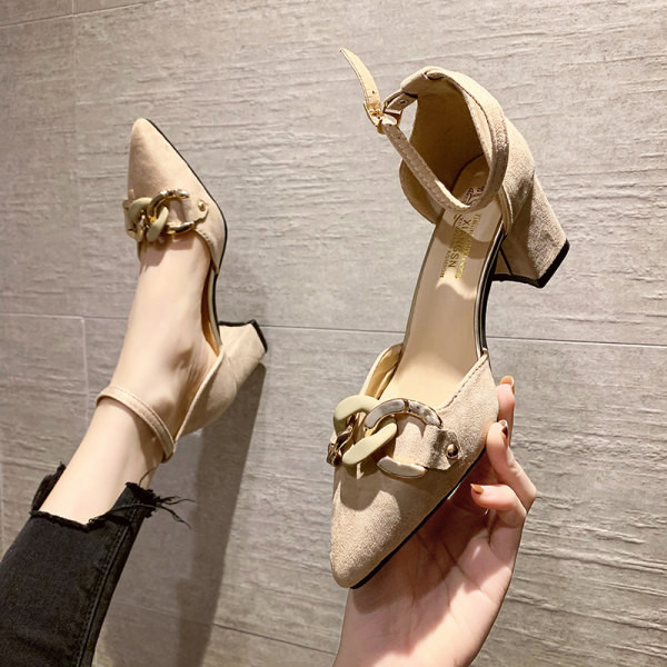 Model nou de sandale dama cu catarama si toc de 5 cm