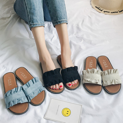 Papuci casual dama din piele intoarsa ecologica cu talpa plata