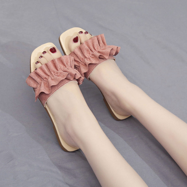 Papuci de vara dama cu bucle si talpa plata