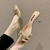 Moderne ženske papuče od eko brušene kože sa trakom