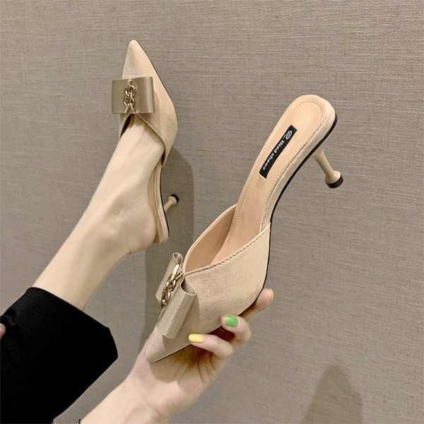 Moderne ženske papuče od eko brušene kože sa trakom