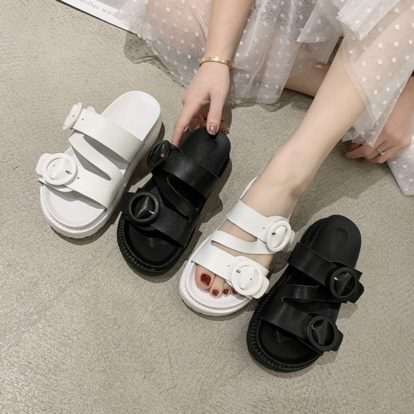 Ležerne ženske papuče s kopčama i ravnim potplatom