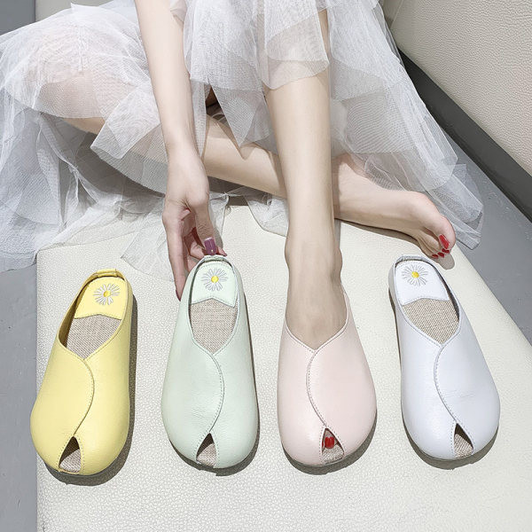 Moderne papuče od umjetne kože s vezom u više boja