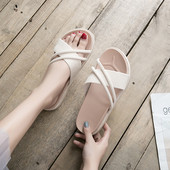 Ljetne ženske papuče od eko antilop kože sa ravnim đonom