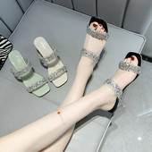 Moderne ženske papuče s kamenčićima i petom